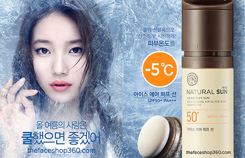 Kem Chống Nắng Natural Sun Eco Ice Air Puff Sun SPF50+ PA+++ giảm ngay 5 độ C nhiệt độ trên da Kem Chống Nắng Natural Sun Eco Ice Air Puff Sun SPF50+ PA+++ giảm ngay 5 độ C nhiệt độ trên da