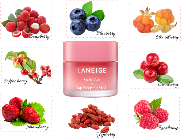 Mặt nạ ngủ Laneige Lip Sleeping Mask đưuọc chiết xuất từ 8 loại dâu tươi Mặt nạ ngủ Laneige Lip Sleeping Mask đưuọc chiết xuất từ 8 loại dâu tươi