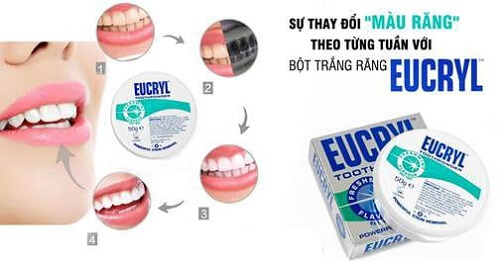 Hiệu quả nhận thấy rõ rệt, nhanh chóng chỉ sau một thời gian sử dụng bột tẩy trắng răng Eucryl Toothpowder 