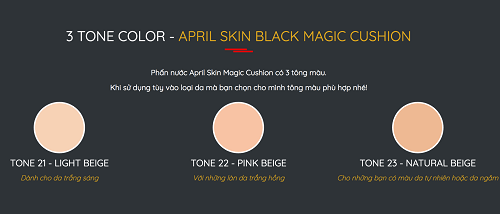 Phấn nước April Skin Magic Snow Cushion với 3 tone màu phù hợp cho bạn lựa chọn