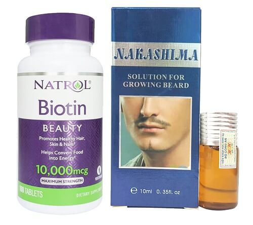 Bộ đôi thuốc kích thích mọc râu tóc Biotin và thuốc mọc râu Nakashima giúp bạn sở hữu bộ râu nam tính nhanh chóng